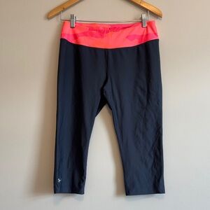 Under Armour Black Workout Leggings with Neon Pink Waistband